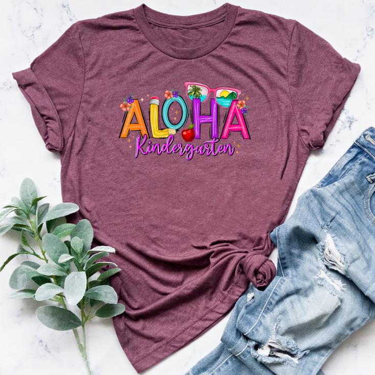 Aloha Kindergarten Summer Beach Vacation Teacher School Bella Canvas T-shirt