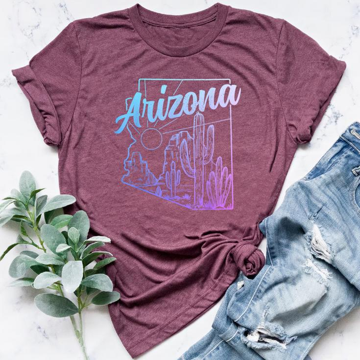 Arizona Az Pride Cactus Desert State Map Bella Canvas T-shirt