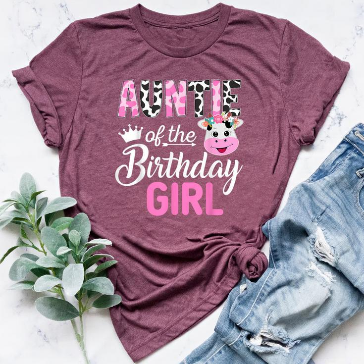 Auntie Of The Birthday Girl Farm Cow 1 St Birthday Girl Bella Canvas T-shirt