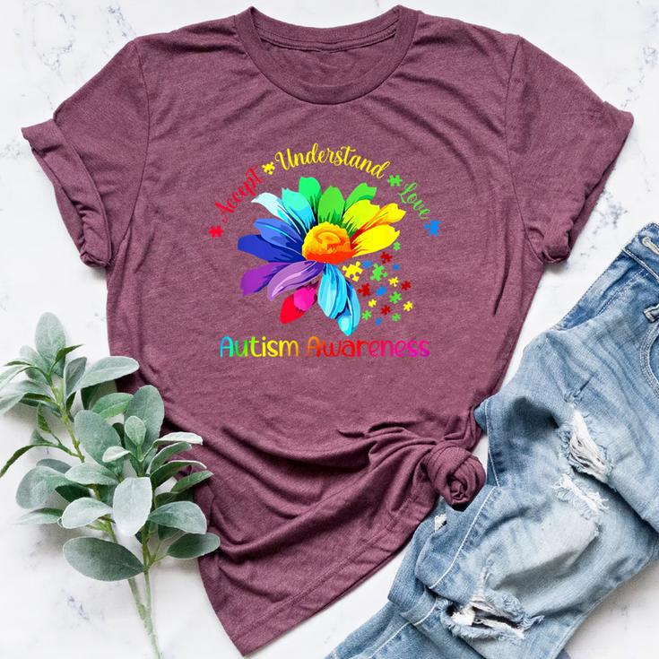 Autism Awareness Accept Understand Love Asd Sunflower Women Bella Canvas T-shirt