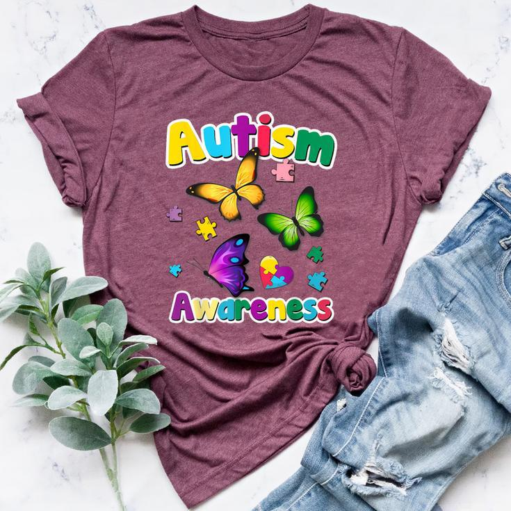 Autism Awareness Butterfly Puzzle Pieces Bella Canvas T-shirt