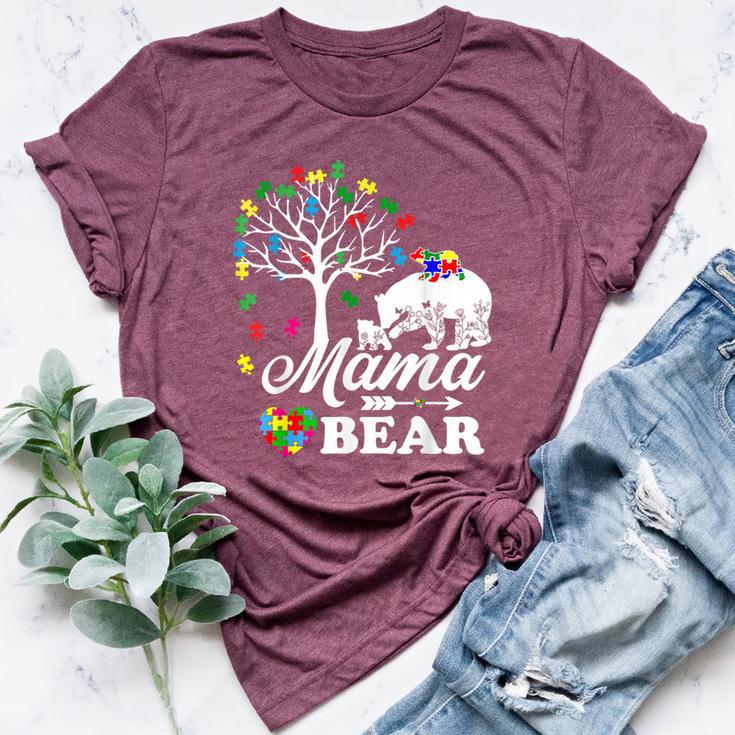 Autism Awareness Mama Bear Support Autistic Autism Mom Bella Canvas T-shirt