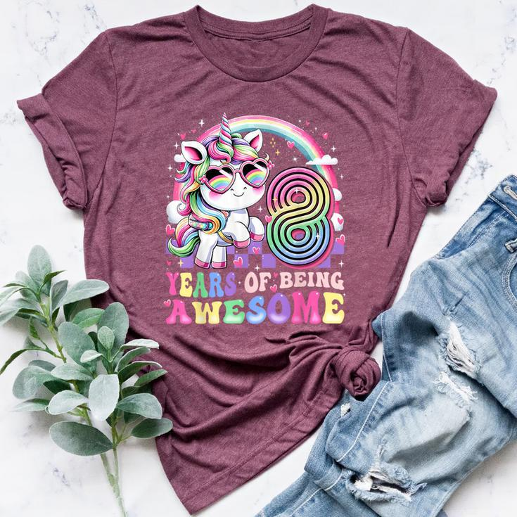 Awesome 8 Year Old Unicorn 8Th Birthday Girl Party Princess Bella Canvas T-shirt