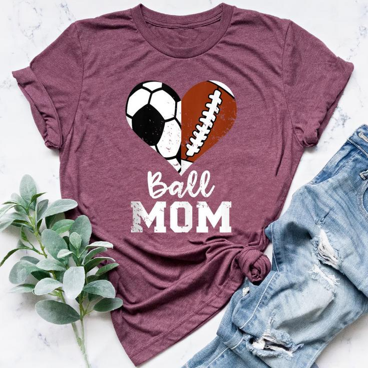 Ball Mom Heart Football Soccer Mom Bella Canvas T-shirt