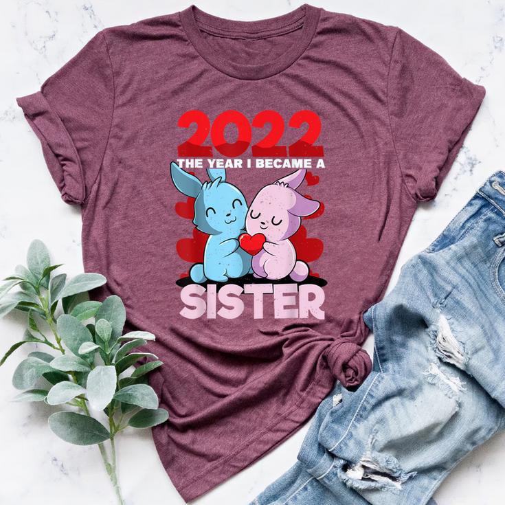 Becoming A Sister 2022 Bunny Baby Sibling Announcement Bella Canvas T-shirt