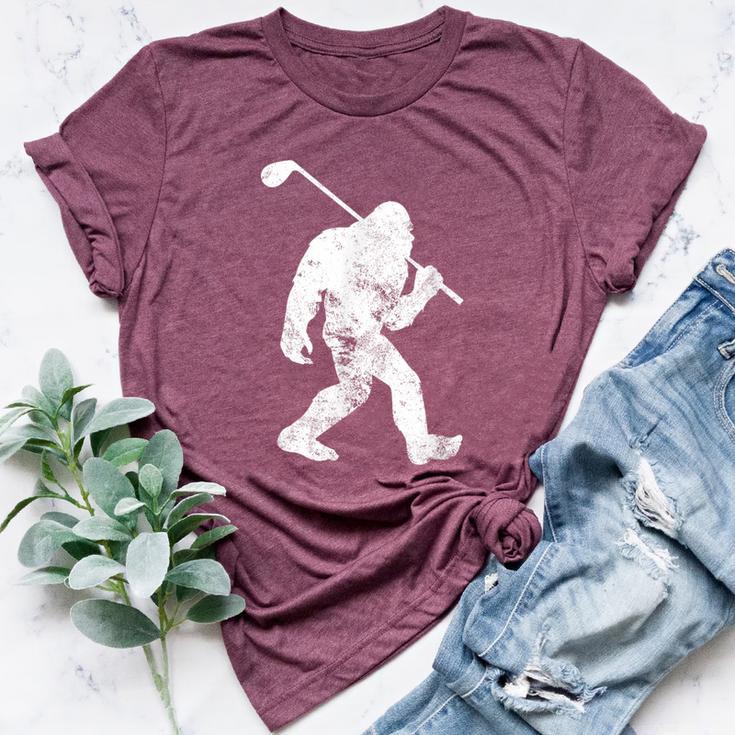 Bigfoot Golf Golfer Vintage Sasquatch Women Bella Canvas T-shirt