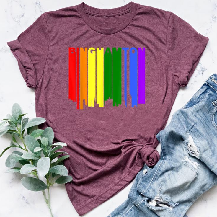 Binghamton New York Lgbtq Gay Pride Rainbow Skyline Bella Canvas T-shirt