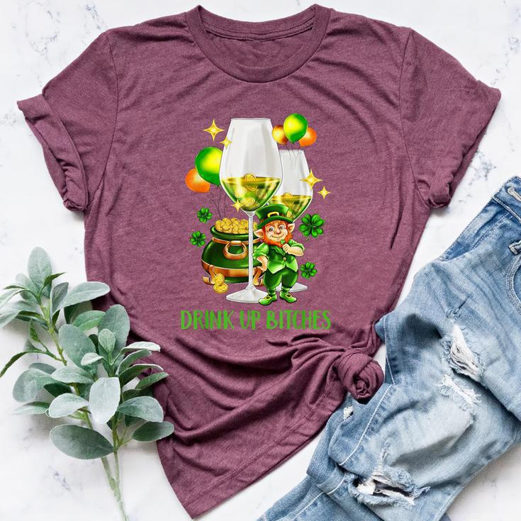 Bitches Drink Up St Patrick Day Wine Party Bella Canvas T-shirt