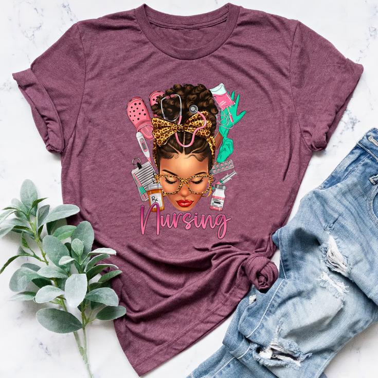 Black Melanin Nurse Black History Month Afro Hair Bella Canvas T-shirt