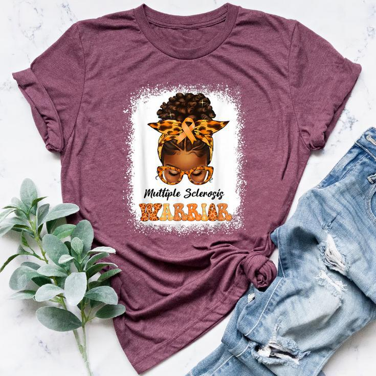 Black Multiple Sclerosis Awareness Messy Bun Ms Bella Canvas T-shirt