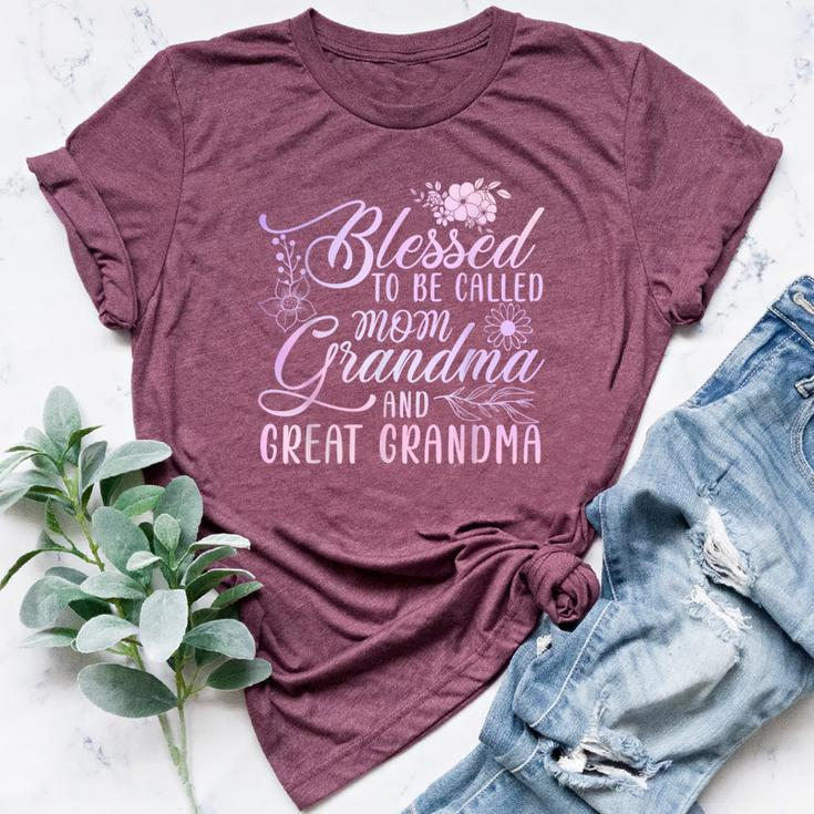 Blessed To Be Called Mom Grandma And Great Grandma Flower Bella Canvas T-shirt