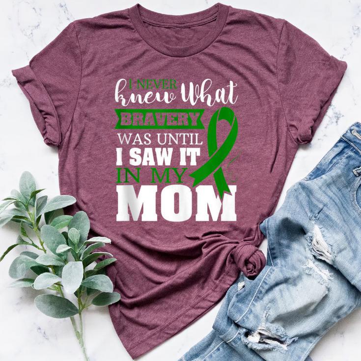 Bravery Mom Liver Cancer Awareness Ribbon Bella Canvas T-shirt