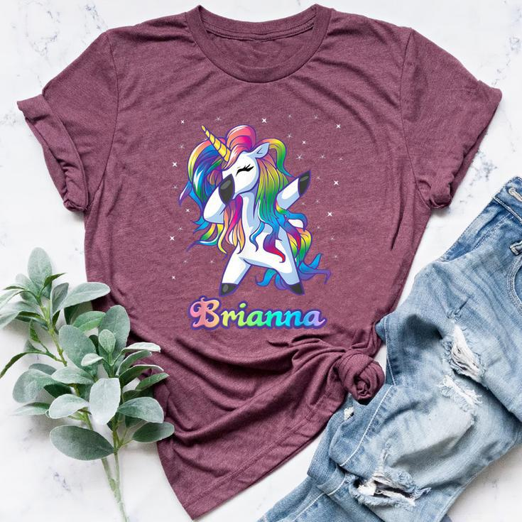 Brianna Name Personalized Custom Rainbow Unicorn Dabbing Bella Canvas T-shirt