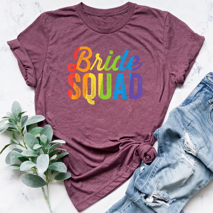 Bride Squad Lgbt Rainbow Flag Lgbt Pride Ally Bachelorette Bella Canvas T-shirt