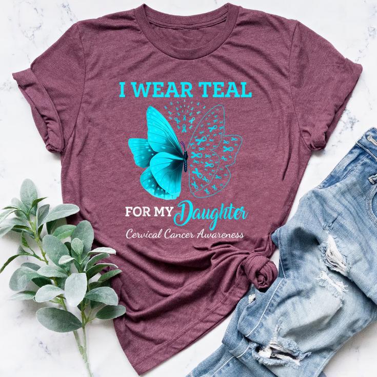 Butterfly For My Daughter Support Cervical Cancer Awareness Bella Canvas T-shirt