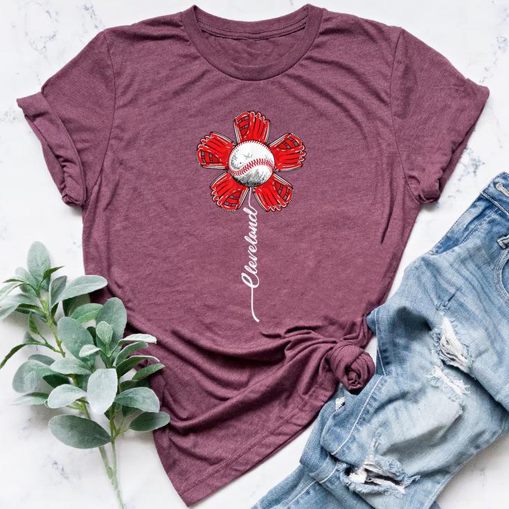 Cleveland Flower Baseball Souvenir I Love Cleveland Bella Canvas T-shirt