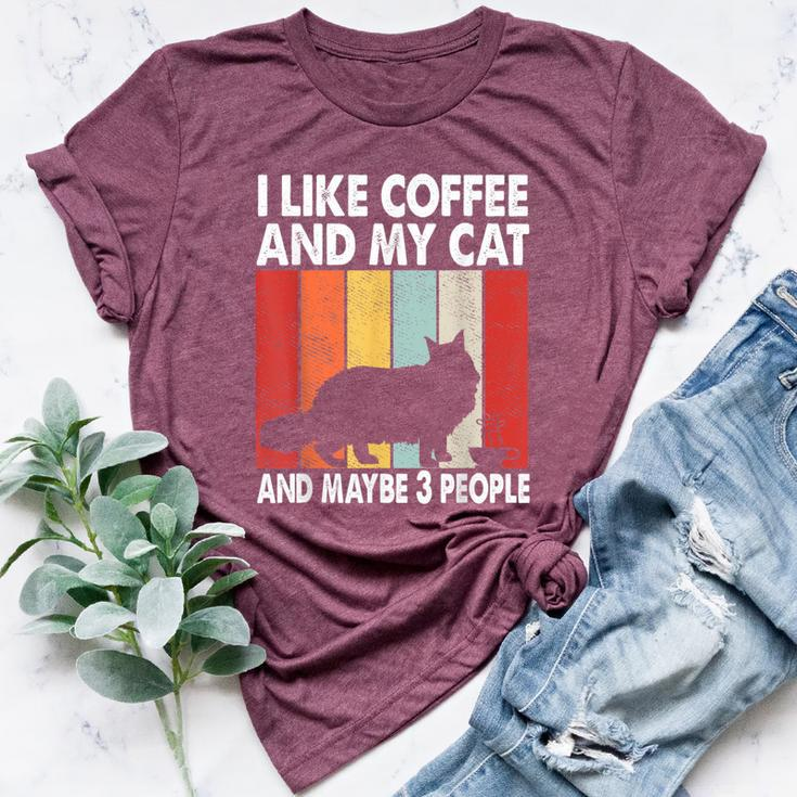 I Like Coffee And My Cat Maybe 3 People Vintage Maine Coon Bella Canvas T-shirt
