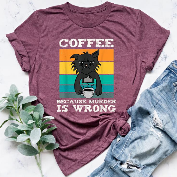 Coffee Because Murder Is Wrong Black Vintage Cat Bella Canvas T-shirt