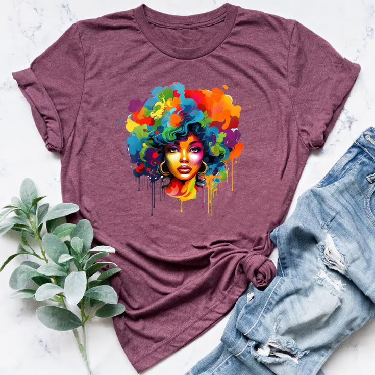 Colorful Afro Woman African American Melanin Blm Girl Bella Canvas T-shirt