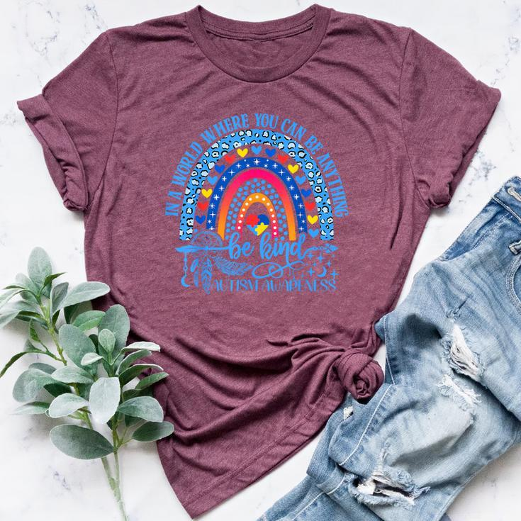 Cute Autism Mom Autism Awareness Be Kind Support Bella Canvas T-shirt