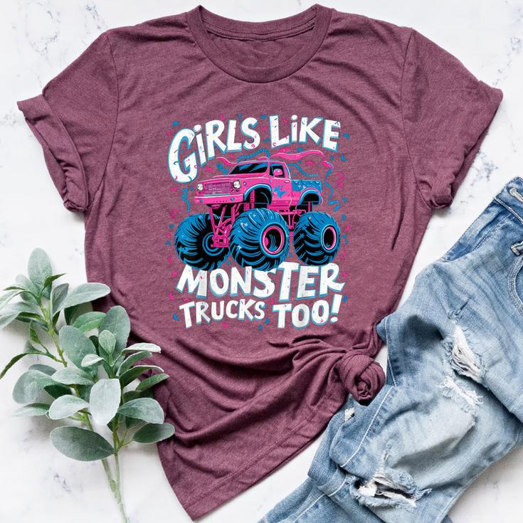 Cute Monster Truck Birthday Party Girl Like Monster Truck Bella Canvas T-shirt