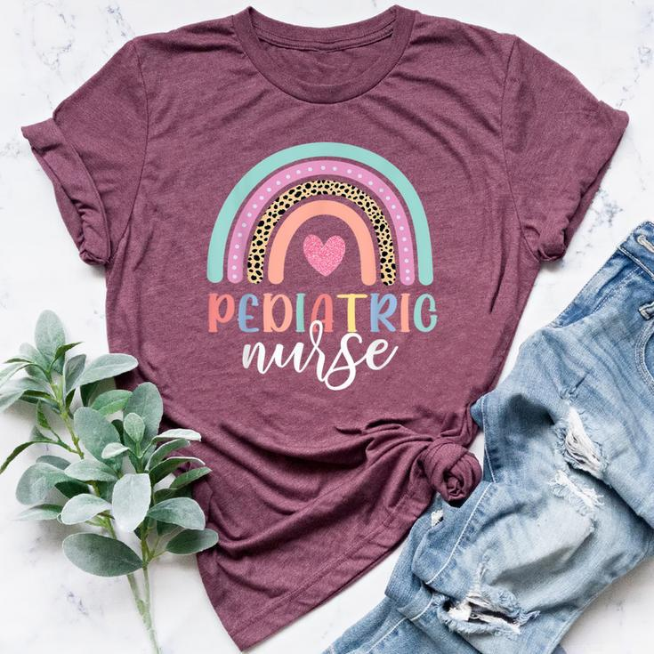 Cute Pediatric Nure Peds Nurse Nursing School Team Rainbow Bella Canvas T-shirt
