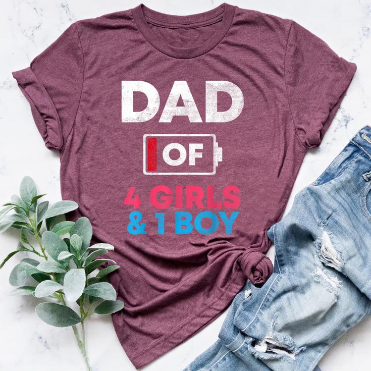 Dad Of 4 Girls And 1 Boy Battery Low Daddy Father's Day Bella Canvas T-shirt