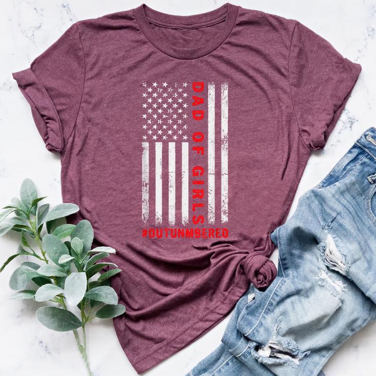 Dad Of Girls Outnumbered Vintage American Flag 4Th Of July Bella Canvas T-shirt