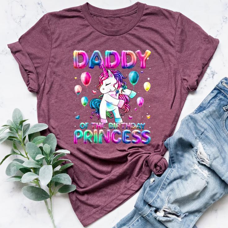 Daddy Of The Birthday Princess Girl Flossing Unicorn Daddy Bella Canvas T-shirt