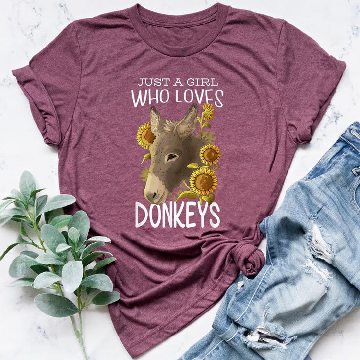 Donkey Lovers Girl Just A Girl Who Loves Donkeys Bella Canvas T-shirt