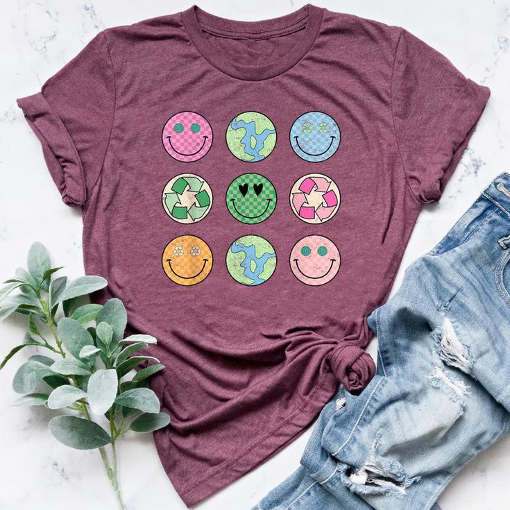 Earth Day Everyday Groovy Face Recycle Save Our Planet Bella Canvas T-shirt