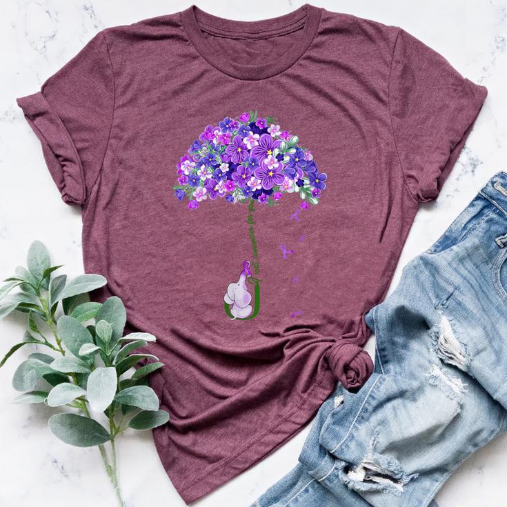 Elephant I Will Remember For You Sunflower Alzheimer Bella Canvas T-shirt