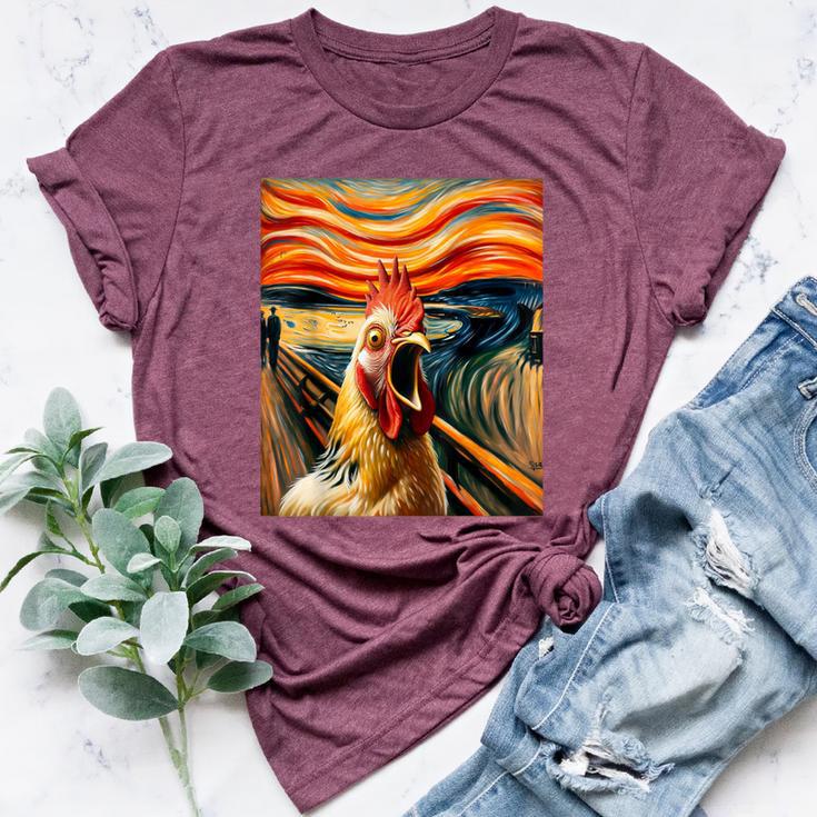 Expressionist Scream Chicken Lovers Artistic Chicken Bella Canvas T-shirt