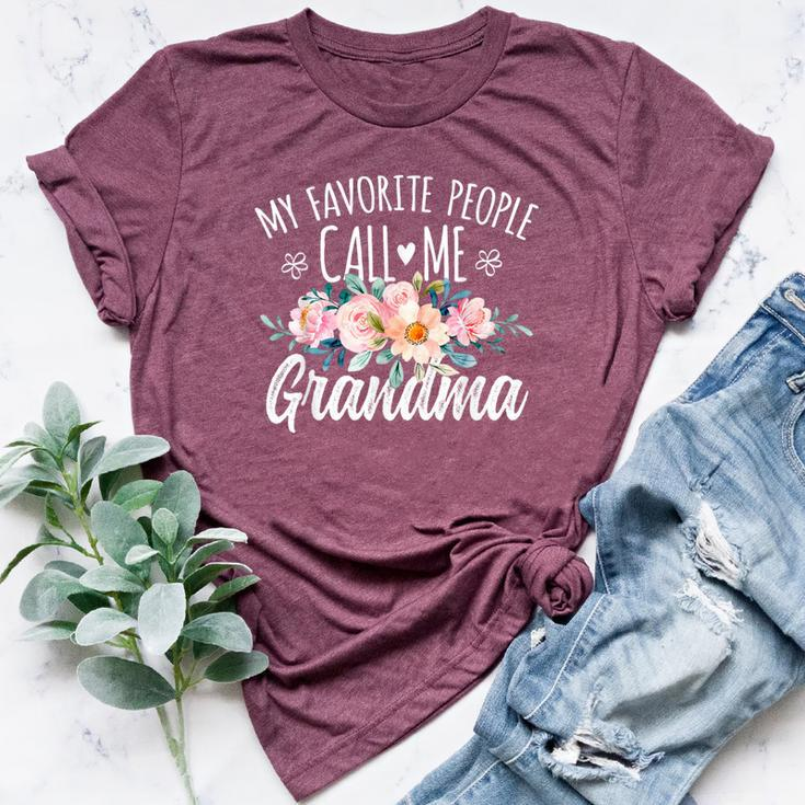 My Favorite People Call Me Grandma Floral Birthday Grandma Bella Canvas T-shirt