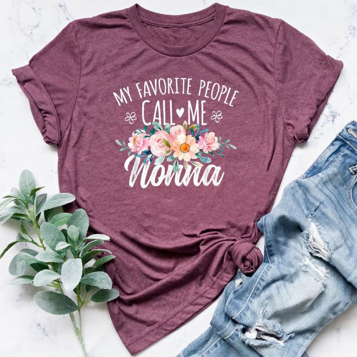 My Favorite People Call Me Nonna Floral Birthday Nonna Bella Canvas T-shirt