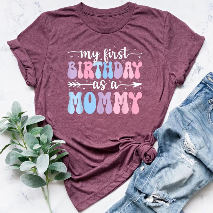 My First Birthday As A Mommy Vintage Groovy Mother's Day Bella Canvas T-shirt