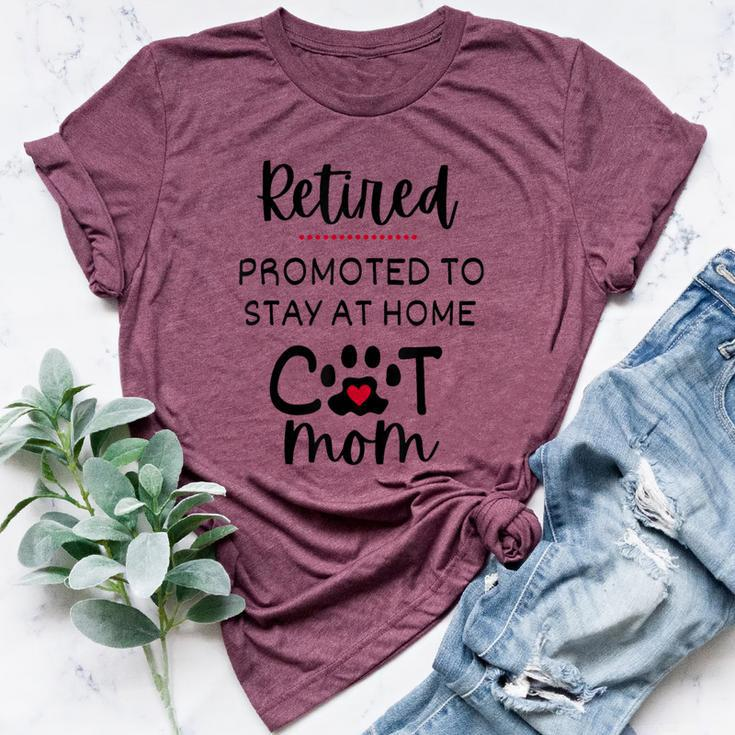 Cat Mom Cat With Heart Retirement For Cat Lover Bella Canvas T-shirt