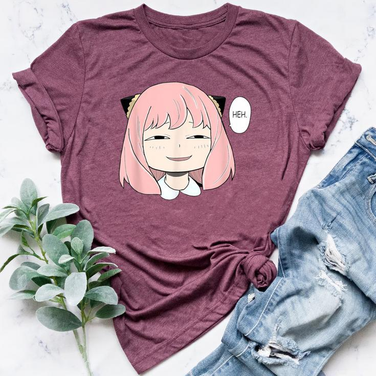 A Cute Girl Emotion Smile Heh For Family Holidays Bella Canvas T-shirt