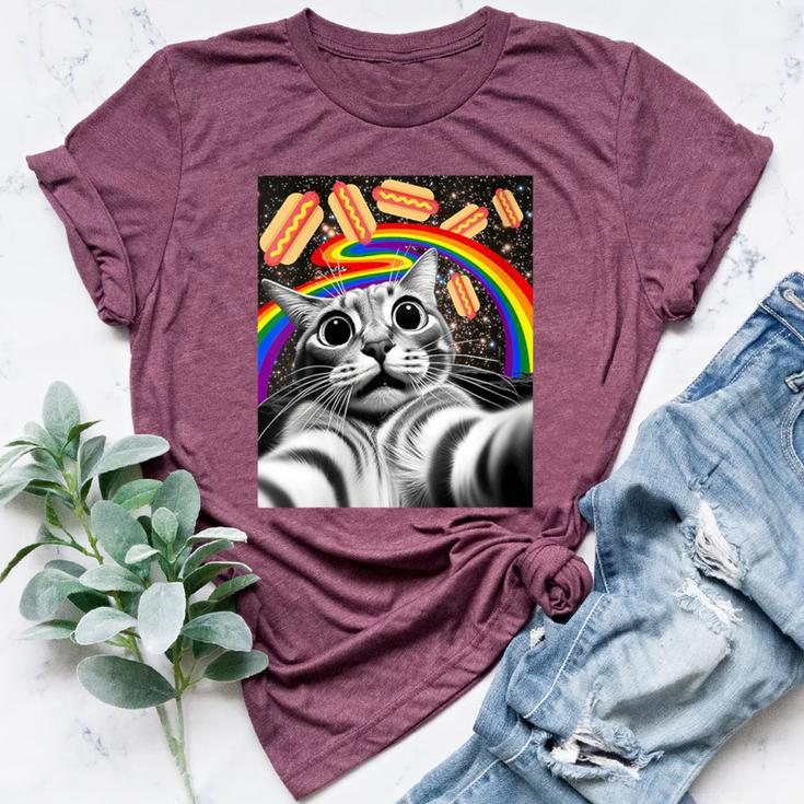 Graphic Rainbow Hotdog Ufos Cosmic Space Selfie Cat Bella Canvas T-shirt