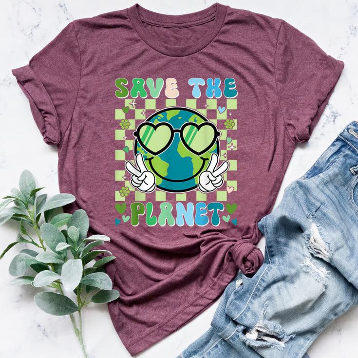 Save The Planet Smile Face Boy Girl Teacher Earth Day Bella Canvas T-shirt
