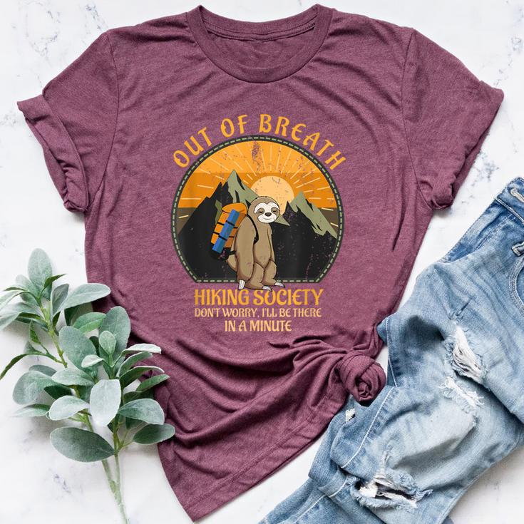 Sloth Hiker Joke Out Of Breath Hiking Society Retro Bella Canvas T-shirt