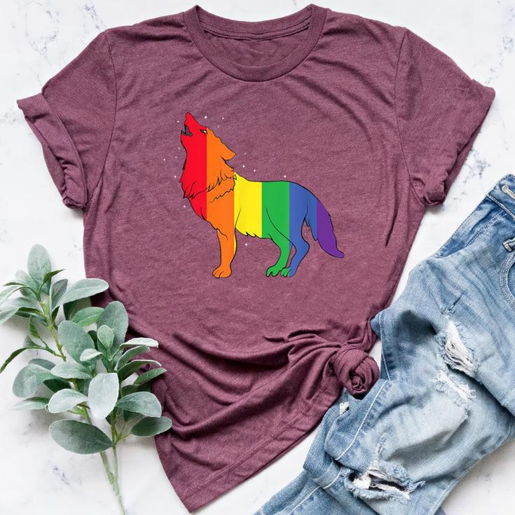 Gay Wolf Rainbow Wolf Skin Gay Pride Lgbt Bella Canvas T-shirt