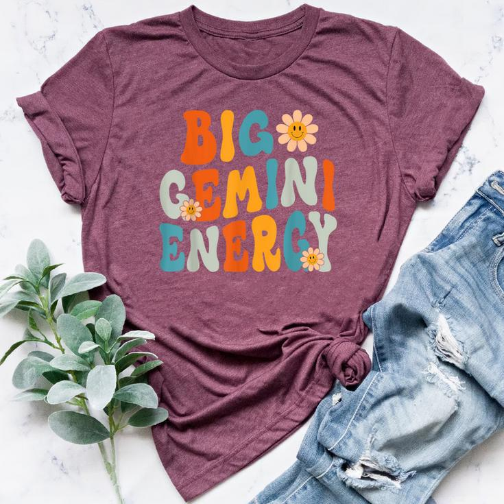 Gemini Big Energy Retro Smile Flower Zodiac Birthday Women Bella Canvas T-shirt