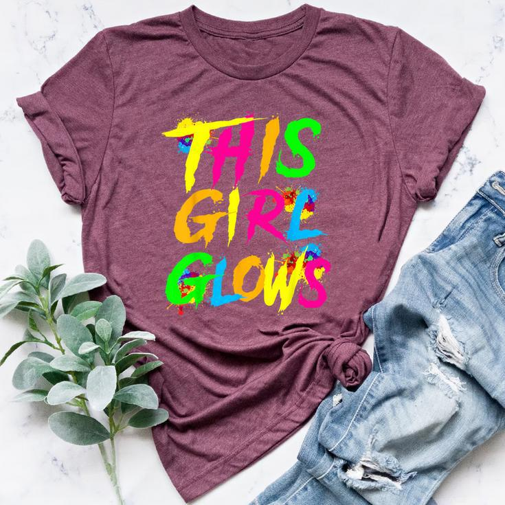 This Girl Glows Cute Girls Tie Dye Party Team Bella Canvas T-shirt