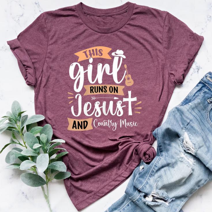 This Girl Runs On Jesus And Country Music Christian Girls Bella Canvas T-shirt