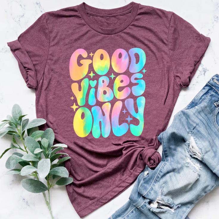 Good Vibes Only Tie Dye Groovy Retro 60S 70S Peace Love Bella Canvas T-shirt