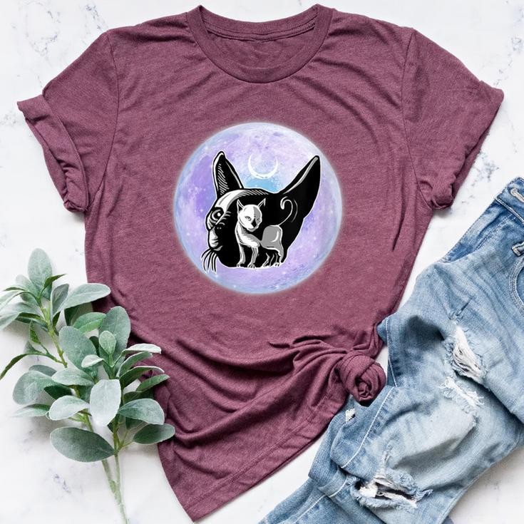 Gothic Cats Full Moon Aesthetic Vaporwave Bella Canvas T-shirt
