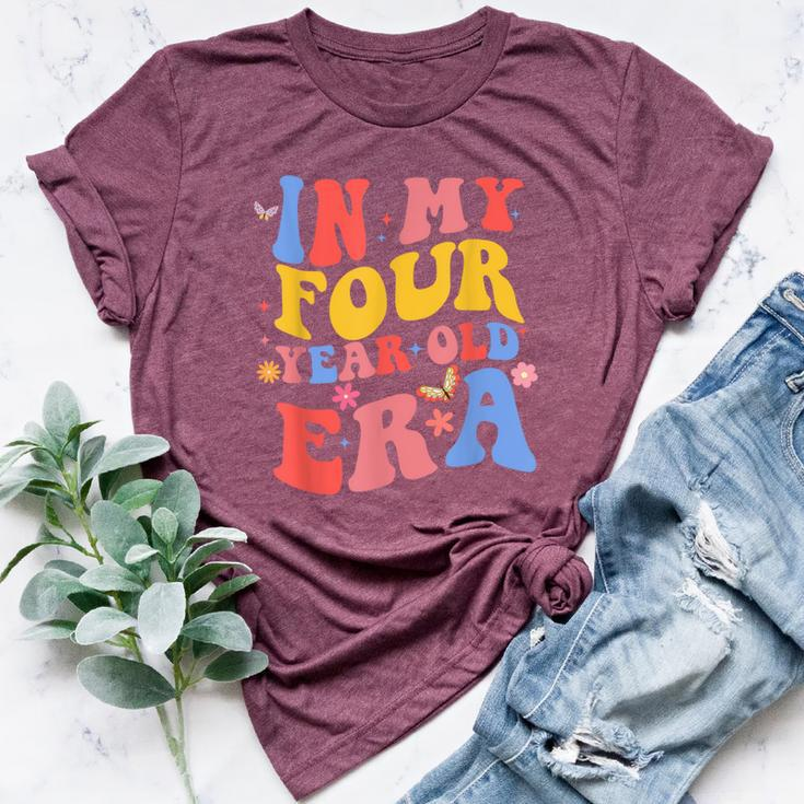 Groovy In My Four Year Old Era 4Th Birthday 4 Years Old Kid Bella Canvas T-shirt
