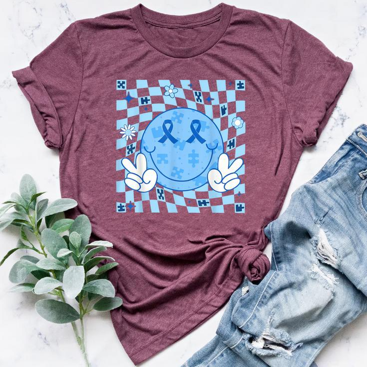 Groovy Hippie Face Puzzle Autism Awareness Men Bella Canvas T-shirt