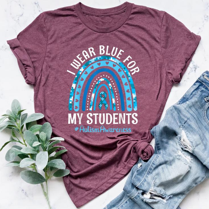 Happy Teacher I Wear Blue For My Students Autism Awareness Bella Canvas T-shirt